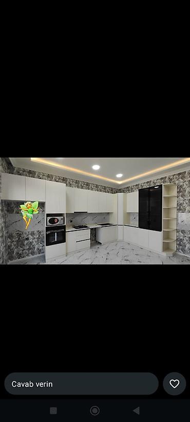 metbex mebeli sifarisi: Mətbəx mebeli – müasir L formalı dizayn - Rəng: ağ korpus və — 1