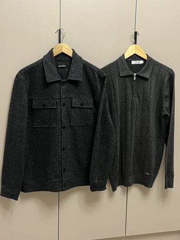 Другая мужская одежда: Мужской комплект из двух вещей в темно‑серой гамме: 1) Куртка-рубашка