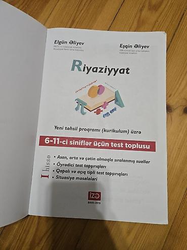 Testlər: Elgün və Eşqin Əliyevin 6-11 ci siniflər üçün riyaziyyat test toplusu — 2