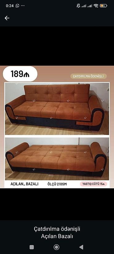 Açılan-bazalı divan - Ölçü: 210 sm (yataq rejimində tam açılır) -