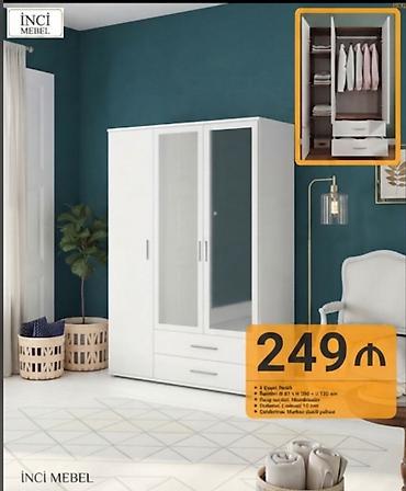 kreslo tek: Yeni, 3 qapılı, Siyirməli, Ağ, Açılan, Düz dolab — 1