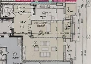 гостиница тихий замок: 2 комнаты, 100 м², Ынтымак ж/м Элитка, 7 этаж, ПСО (под самоотделку) — 10
