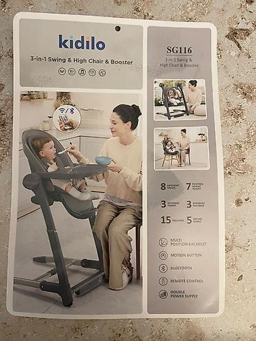Yemək masaları, oturacaqları: Kidilo SG116 3‑ü‑1‑də uşaq beşiyi, yemək stulu və booster — 1