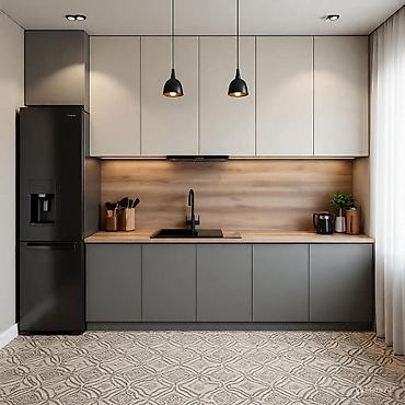 Кухонные гарнитуры: Кухонный гарнитур, Новый, цвет - Серый, ДСП, Бесплатная доставка — 38