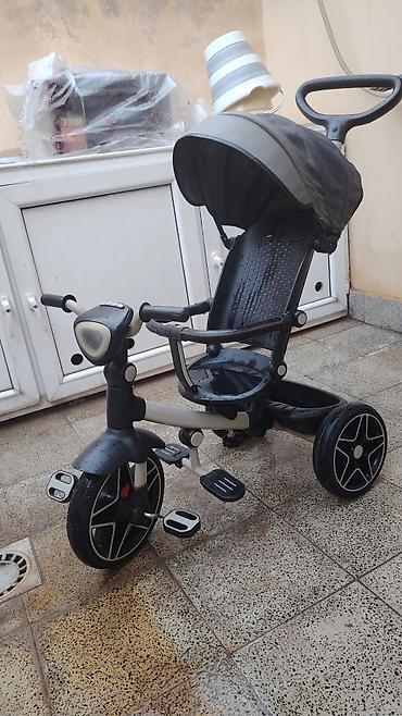 velosiped 3 teker: Uşaq üçün 3 təkərli velosiped-araba - Rəng: qara-boz - Günəşlikli — 2