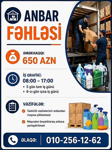 Qablaşdırıcılar: Yükvuran fəhlə tələb olunur, 30-45 yaş, Aylıq ödəniş — 1