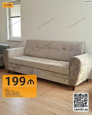 Divan – La Mini - Ölçü: 210 sm - Mexanizm: Açılan, bazalı (yataq