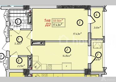 Продажа квартир: 1 комната, 50 м², Элитка, 8 этаж, ПСО (под самоотделку)