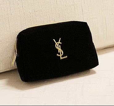koja pencek: Qara rəngli kosmetik/aksessuar çantası - Material: yumşaq məxməri — 1