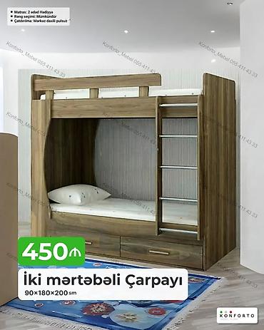 tekli carpayi: İki mərtəbəli çarpayı – 90×180×200 sm - Kompakt dizayn: yuxarı və — 1