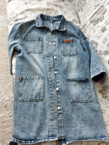 рубашка джинсовая: Джинсовая куртка, Свободная модель, Осень-весна, L (EU 40)