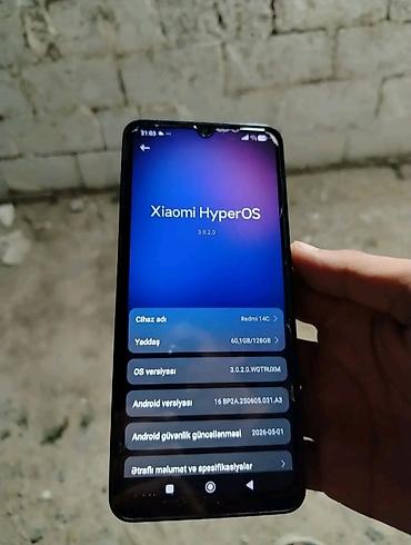 islenmis telefon: Redmi 14C, 128 GB, rəng - Qara, Barmaq izi, Face ID, İki sim kartlı — 1