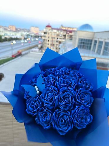 ofis əşyaları: Məxməri görünüşlü dekorativ gül buketləri - Material: uzunömürlü süni — 5