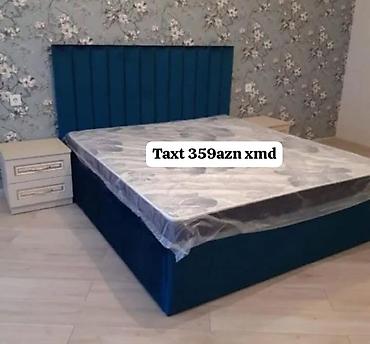çarpayıların satışı: Mavi məxmərə bəzəkli iki nəfərlik taxt. - Yüksək, şaquli tikişli — 2