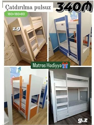Детская мебель: İki mərtəbəli uşaq çarpayıları - Ölçü: 180×180×80 - Rəng variantları — 1
