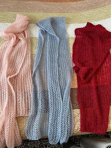 Шарфы, палантины: Ажурные вязаные шарфы-палантины ручной работы. - Материал: мягкая — 7