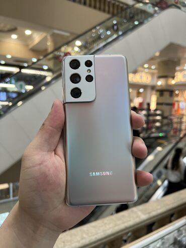 телефон ми 12: Samsung Galaxy S21 Ultra, Б/у, 256 ГБ, цвет - Серебристый, 1 SIM