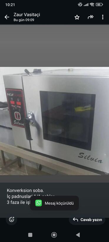 Professional sobalar: Konverksion soba. İç padnuslari 1/1 qablar. 3 faza ile işləyir. 5