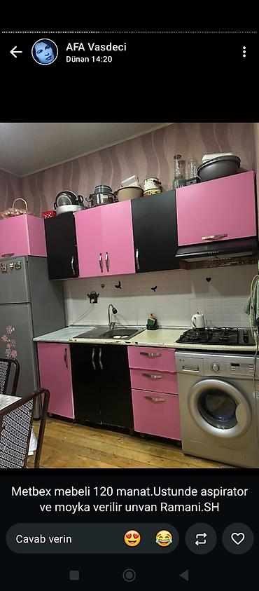 Mətbəx mebeli: 077 613 12 74 Mətbəx mebeli dəsti. - Üst və alt dolablar: çəhrayı-qara — 1
