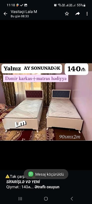 Мебель: ⚠️Tək çarpayı*👑 _*SİFARİŞLƏ VƏ YENİ*_ Qiymət : 140₼ — 1