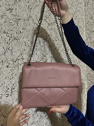 fendi cantalar: Céline qadın çantası – toz çəhrayı rəng - Material: yumşaq teksturaya — 1