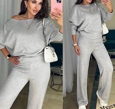super bag: Komplet bluza mis rukavi na jedno rame i pantalone.Sa elastinom — 1