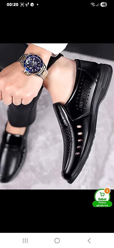 botinka 43: Məhsul: Kişi üçün klassik slip-on ayaqqabı - Rəng: Qara, parlaq üst — 4