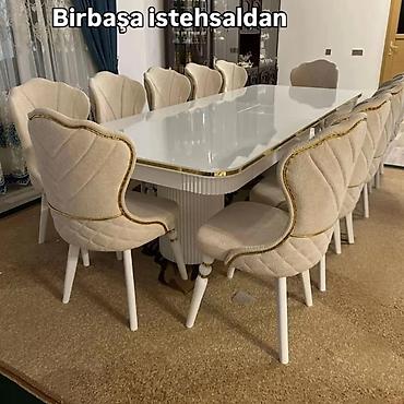 gips blok: Qonaq otağı üçün, Yeni, Açılmayan, Dördbucaq masa, 12 stul — 1