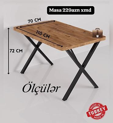 xurma agaci: Masa – Türkiyədə istehsal Ölçülər: - Uzunluq: 110 sm - Eni: 70 sm - — 1