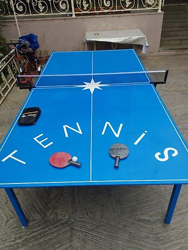 İdman oyunları: Masaüstü stolüstü tennis dəsti - Rəng: mavi, səth üzərində ağ xətlər — 1