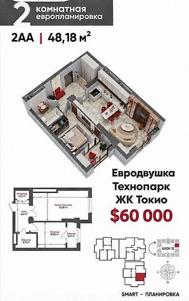 35: 2 комнаты, 48 м², Технопарк Элитка, 10 этаж, ПСО (под самоотделку) — 1