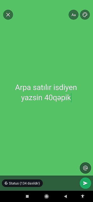 at satisi qiymetleri: Məhsul: Arpa Təsvir: - Yem və toxum məqsədilə uyğun arpa - Təmiz — 1