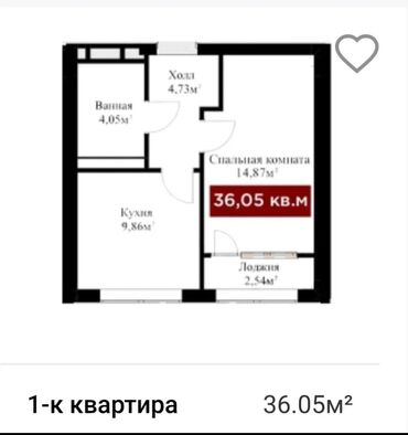 квартиры на ипатеку: 1 комната, 35 м², Элитка, 2 этаж, ПСО (под самоотделку)