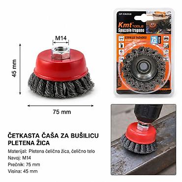 KMT Upletena žičana četka – činija 75 mm (Kmt Style) Opis: - Četkasta