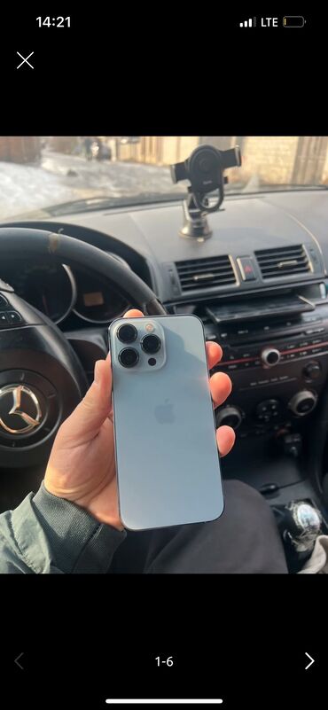 iphone купить в рассрочку: IPhone 13 Pro, Колдонулган, 256 ГБ, Blue Titanium, Коргоочу айнек, 80 %
