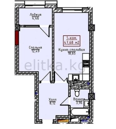 комсомольская участок: 1 комната, 48 м², Элитка, 10 этаж, ПСО (под самоотделку)