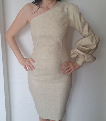 elegantne duge haljine: M (EU 38), bоја - Zlatna, Večernji, maturski, Drugi tip rukava