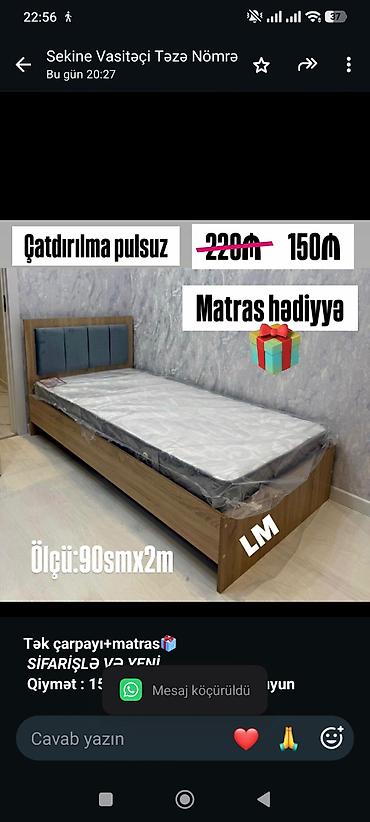 *Tək çarpayı+matras🎁* _*SİFARİŞLƏ VƏ YENİ*_ *Qiymət 