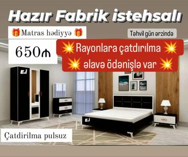 Sifarişlə yataq dəstləri: *Yataq otağı dəsti*. Sifarişlə hazırlanır *qiymət 650 azn* Rəng — 12