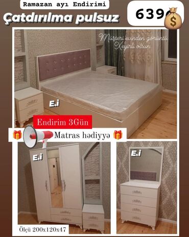 Divan və masa dəstləri: Yataq desti rəng seçimi var