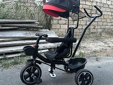 isma urban: Uşaq üçün üçtəkərli velosiped-araba - Rəng: qara, qırmızı detallarla — 3