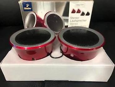 Zvučnici, slušalice i mikrofoni: Tchibo stereo zvučnici – crveni, dizajnerski “cup” oblik - Tip: žični — 6