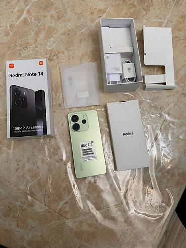 ev telefonlari: Redmi Note 14, 128 GB, rəng - Yaşıl, Barmaq izi, Face ID, Sensor — 2