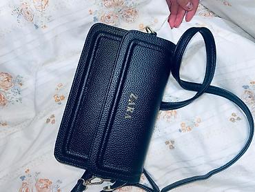 helio strap: Сумка-кроссбоди ZARA, черная - Материал: фактурная экокожа с — 7