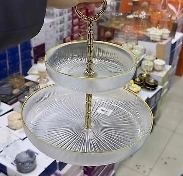 mini secko: Dvospratna staklena etažera za poslasticе - Elegantna dvospratna — 1