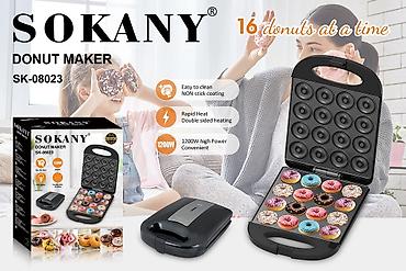 Ашкана техникасы: Донатница SOKANY SK-08023 - За раз выпекает до 16 мини‑пончиков - — 1