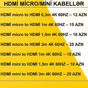 kompüter barter: HDMİ Micro/Mini Kabellər ⭐HDMİ micro to HDMİ 0,3m 4K 60HZ – 12 AZN — 2