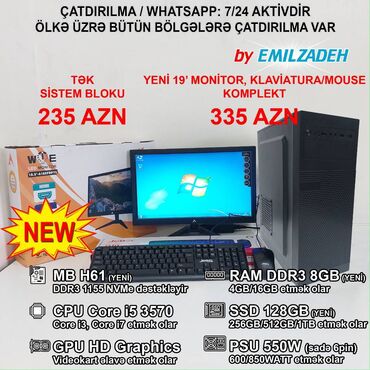 3770: Masaüstü Kompüter "ATX 320-2 DDR3 1155 H61/Core i5 3570/8GB Ram/128GB