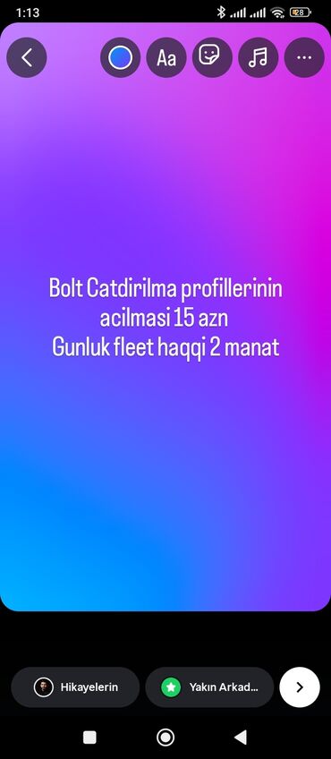 Taksi sürücüləri: Bolt çatdırılma profillərinin açılması 15 AZN-dir. Gündəlik fleet