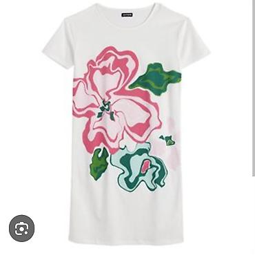 jeans marka: Bela ženska haljina kratkih rukava sa velikim floralnim printom - — 1